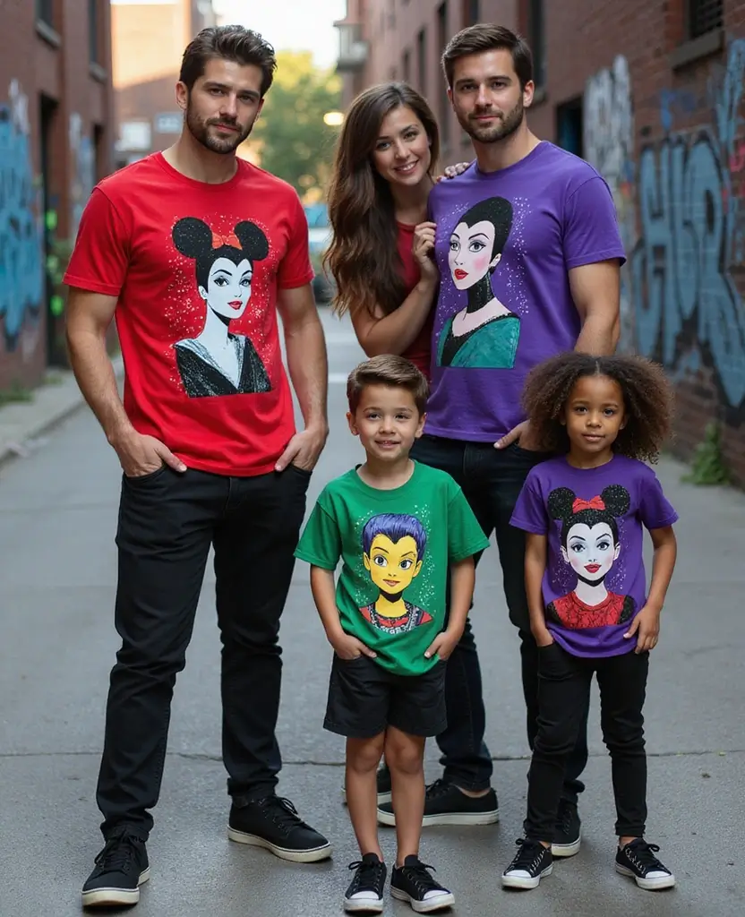 22 Matching Disney Shirt Ideas for Magical Moments - 5. Disney Villains Family Looks