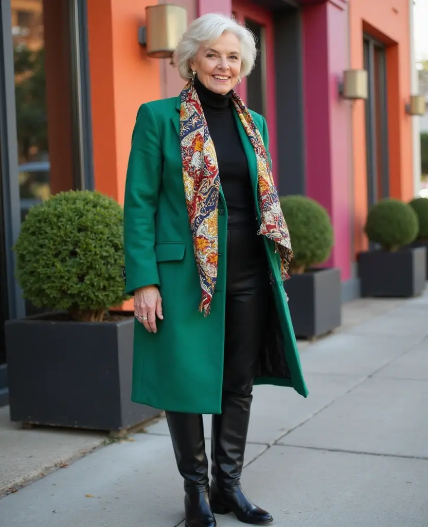 22 Modern Outfits for Women Over 50 to Look Fabulous - 11. Statement Outerwear