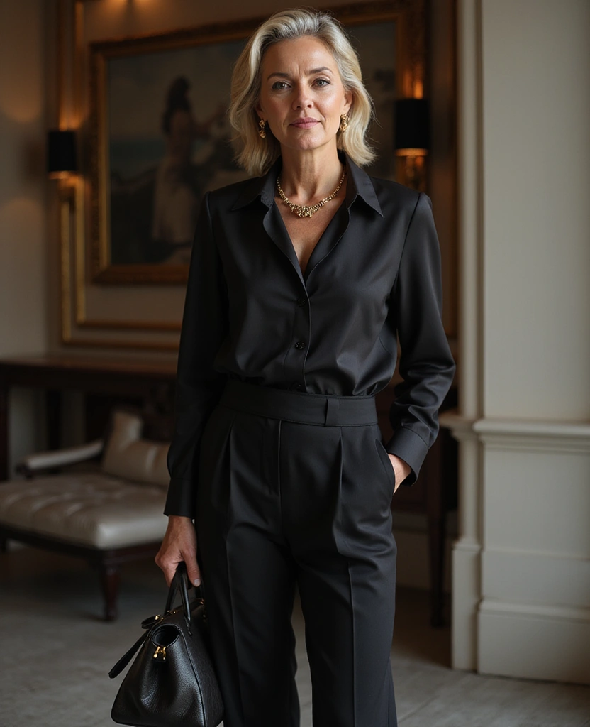 22 Modern Outfits for Women Over 50 to Look Fabulous - 2. Sleek Monochrome Looks