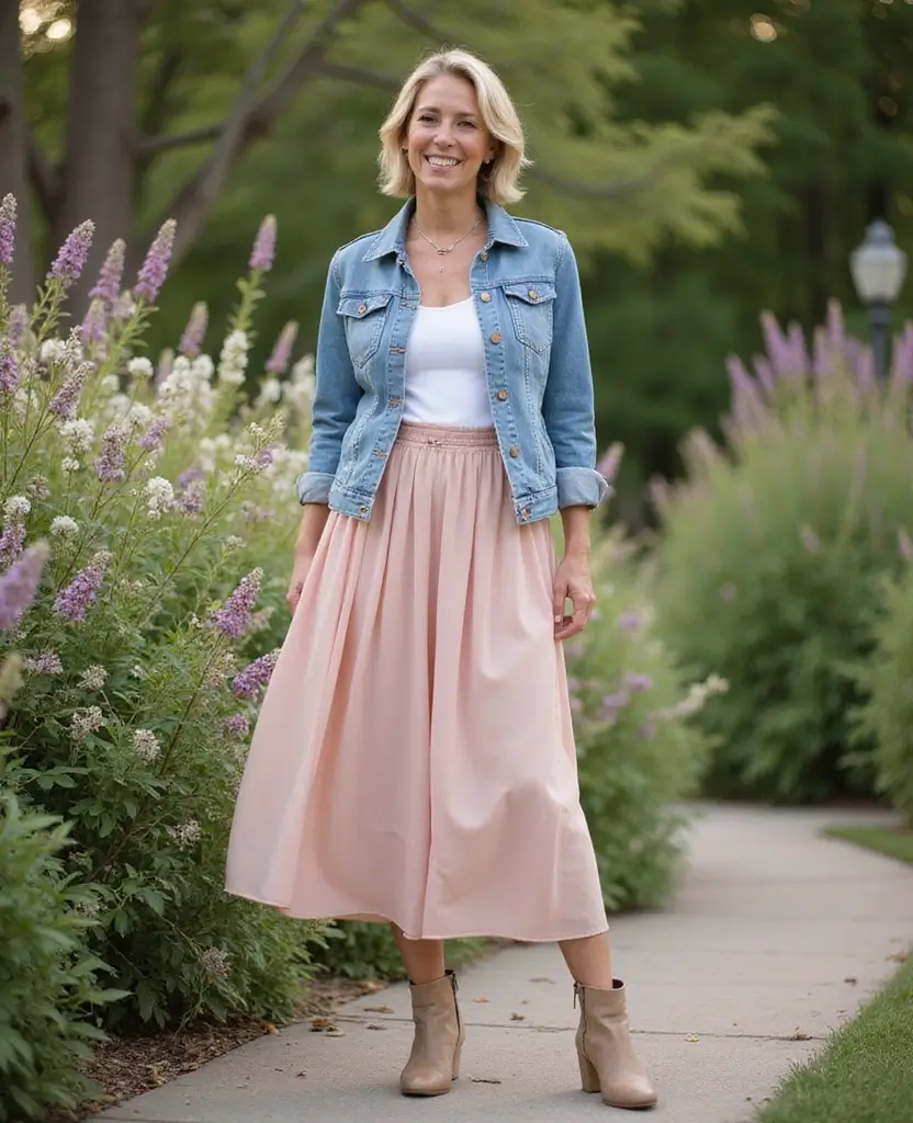 22 Modern Outfits for Women Over 50 to Look Fabulous - 9. Feminine Skirts