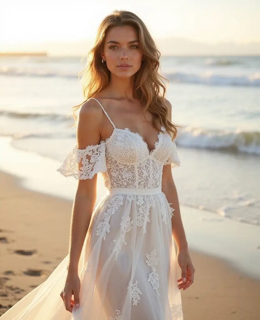 22 Off-the-Shoulder Wedding Dresses for a Romantic Look - 1. Lace Elegance