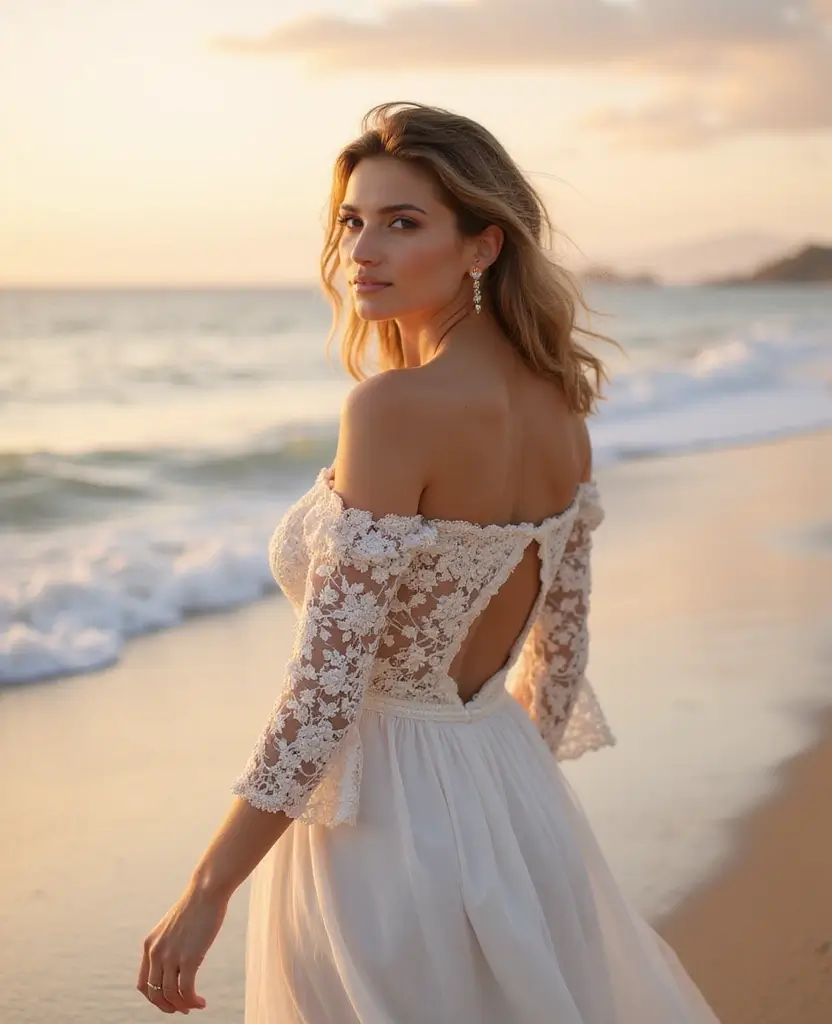 22 Off-the-Shoulder Wedding Dresses for a Romantic Look - 11. Keyhole Back