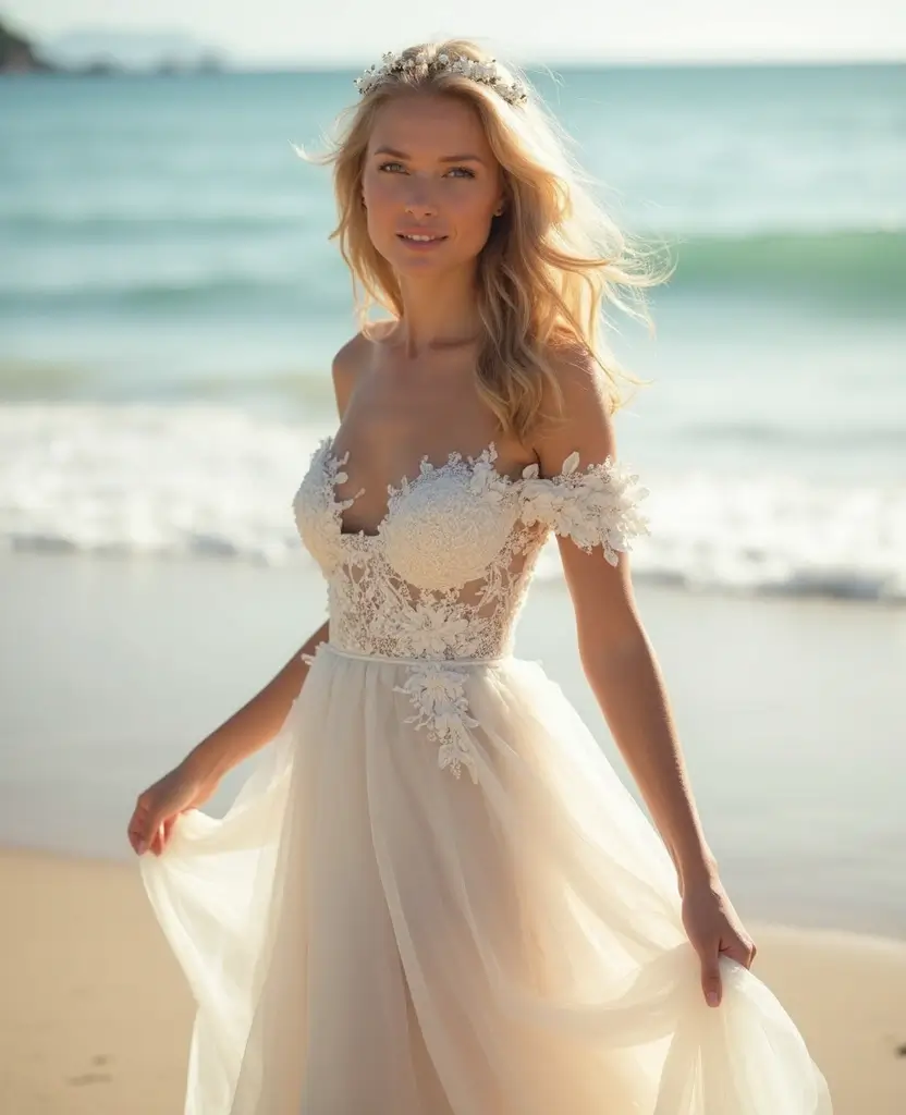 22 Off-the-Shoulder Wedding Dresses for a Romantic Look - 15. Illusion Necklines