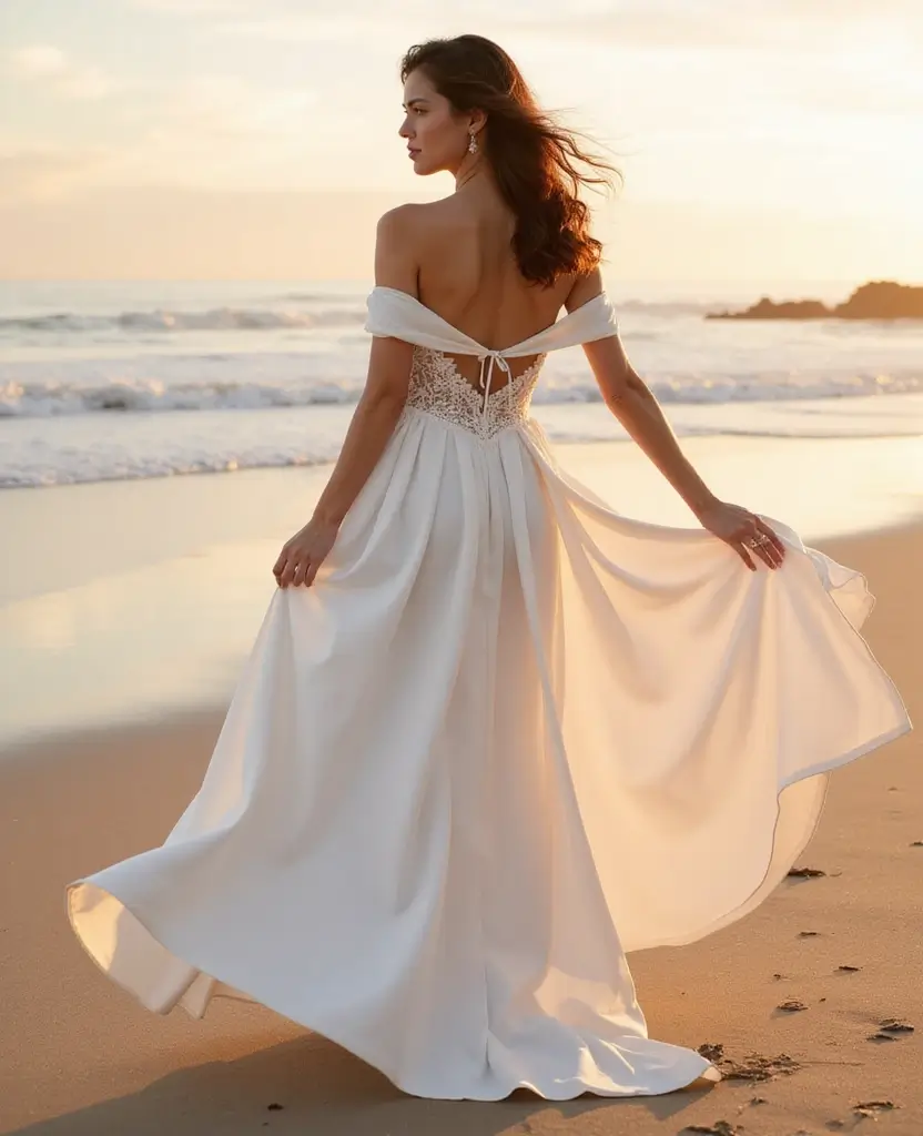 22 Off-the-Shoulder Wedding Dresses for a Romantic Look - 17. Silk Sensation