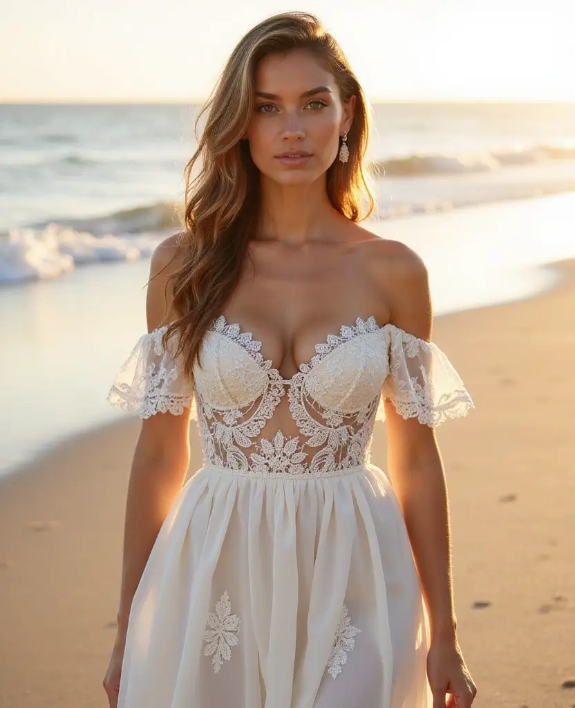22 Off-the-Shoulder Wedding Dresses for a Romantic Look - 18. Unique Patterns