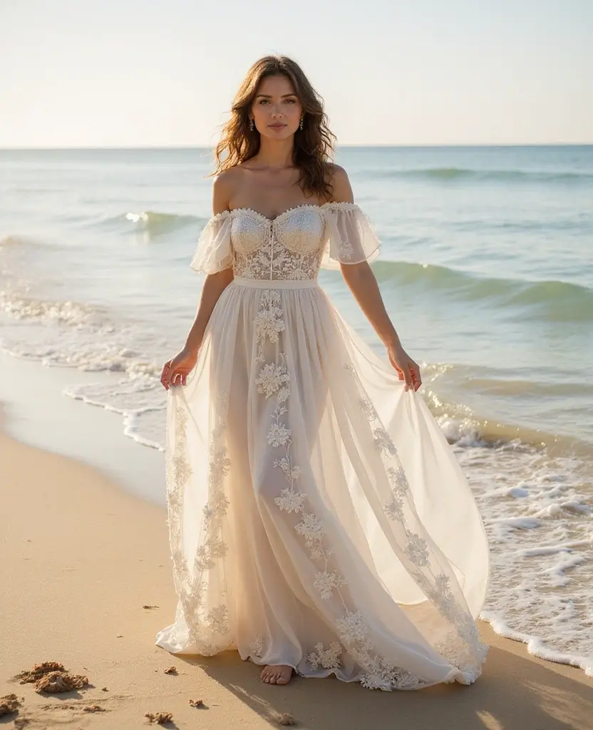 22 Off-the-Shoulder Wedding Dresses for a Romantic Look - 2. Bohemian Flare