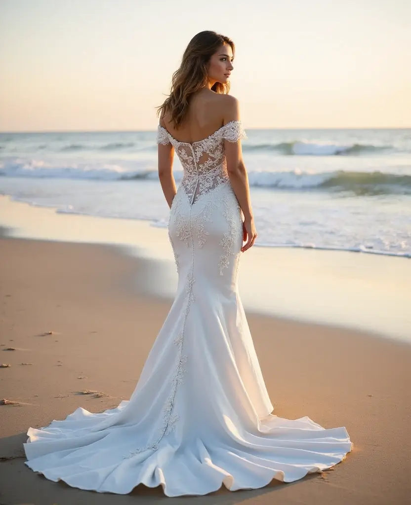 22 Off-the-Shoulder Wedding Dresses for a Romantic Look - 9. Mermaid Silhouette
