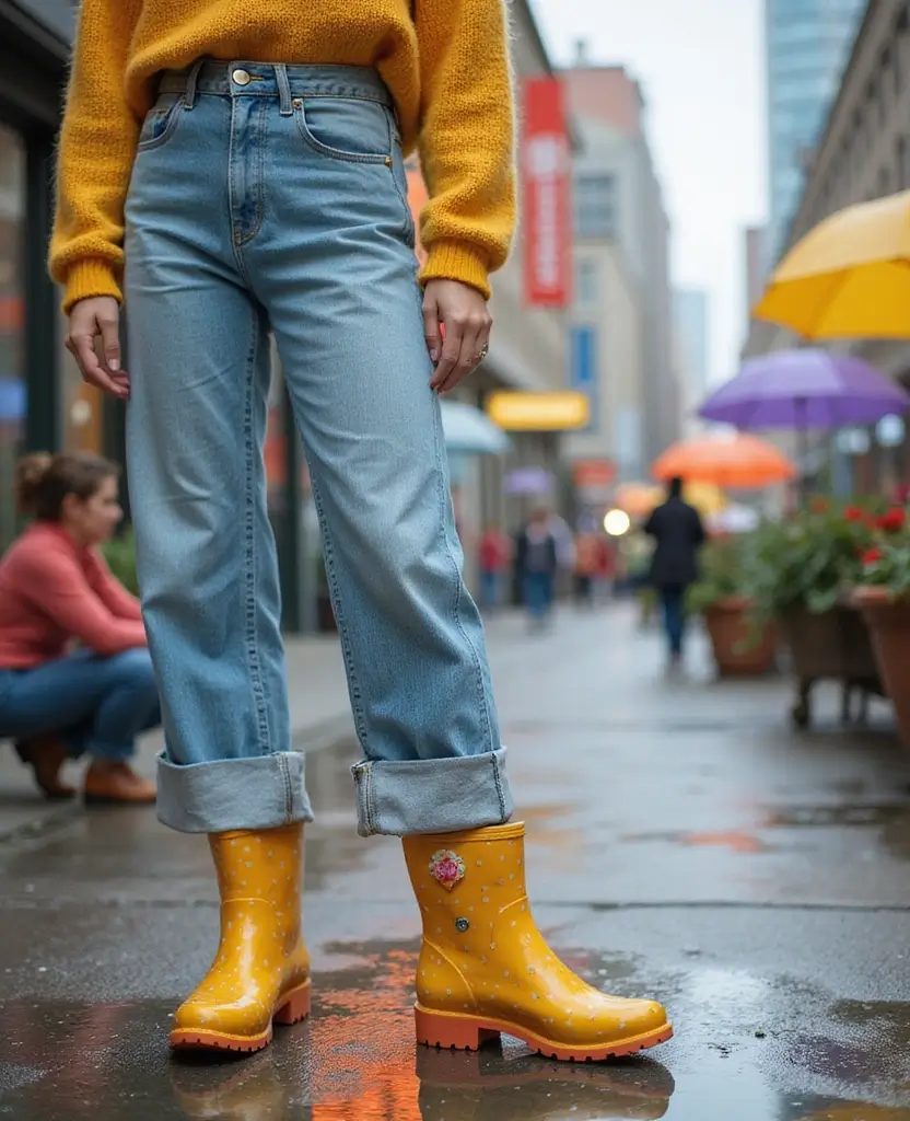 22 Outfit Drawing Ideas for Fashion Sketchbooks - 15. Brightly Colored Rain Boots