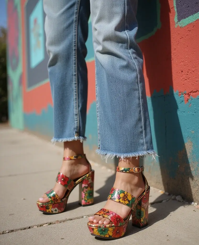 22 Outfit Drawing Ideas for Fashion Sketchbooks - 17. Retro Platform Sandals