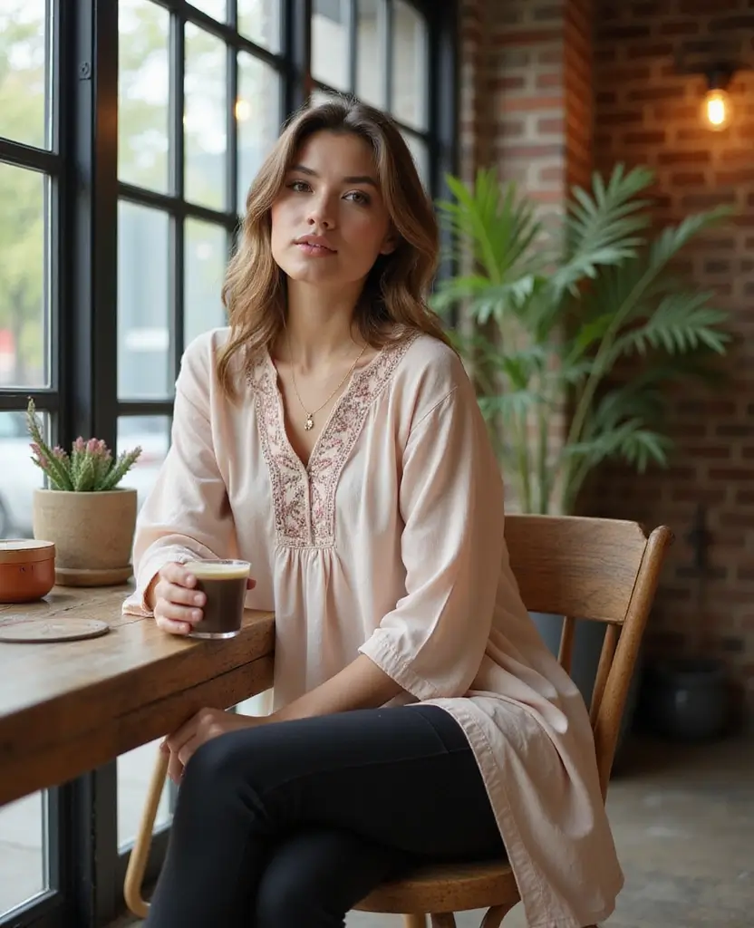 22 Plus Size Outfit Ideas That Celebrate Your Curves - 4. Layered Tunic & Leggings