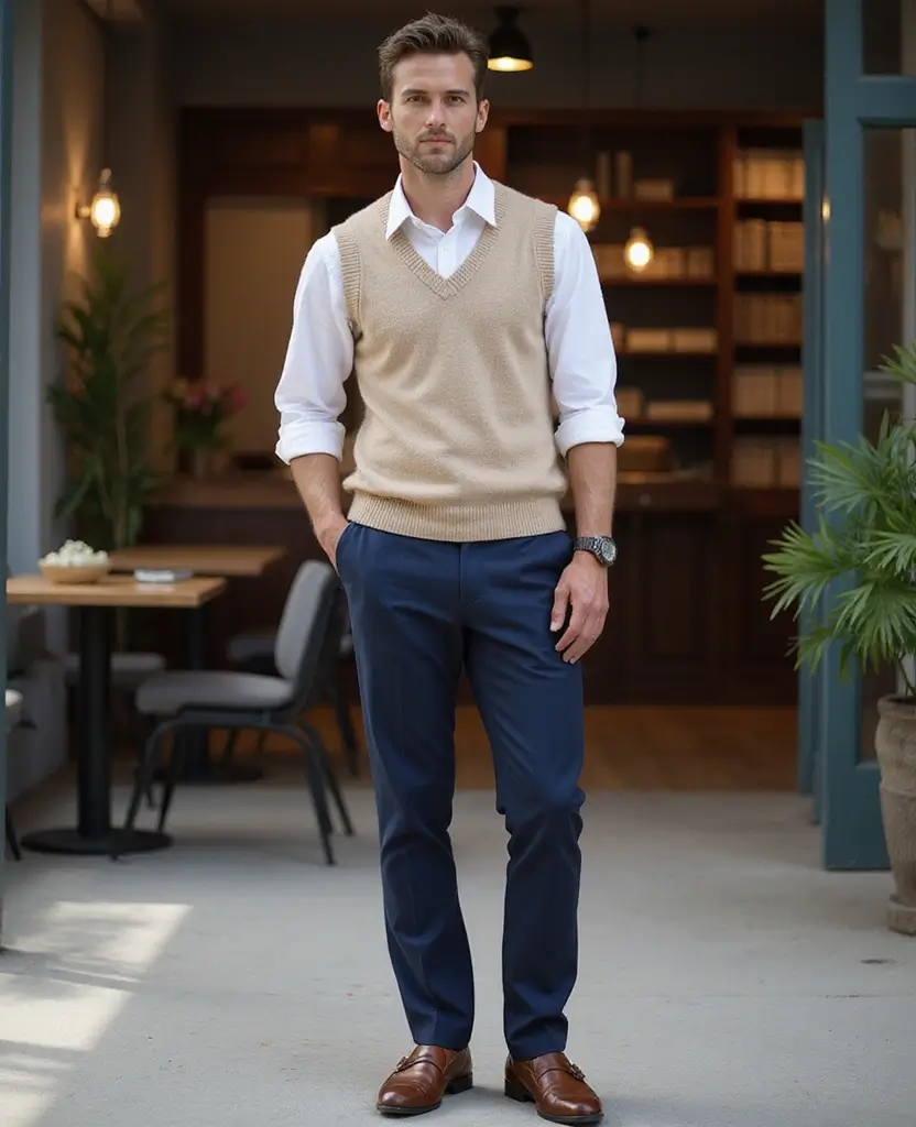 22 School Outfit Ideas for Every Dress Code - 12. Preppy Style with a Knitted Sweater Vest