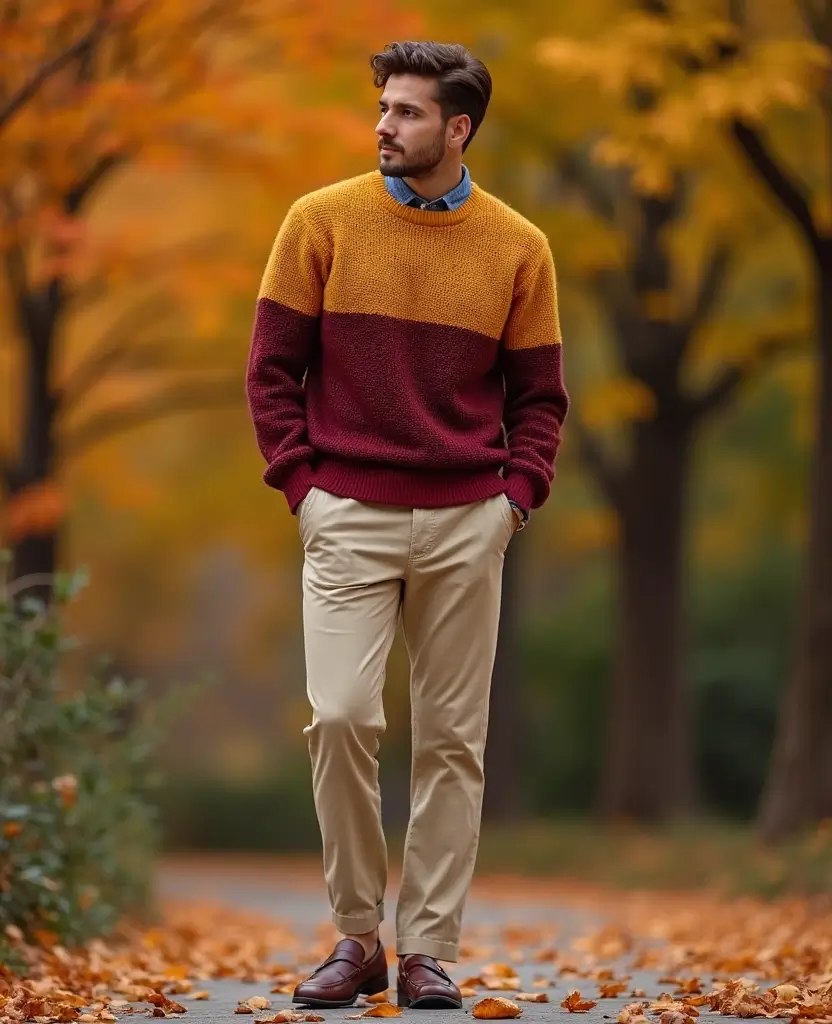22 School Outfit Ideas for Every Dress Code - 3. Chinos and a Sweater: The Perfect Combo