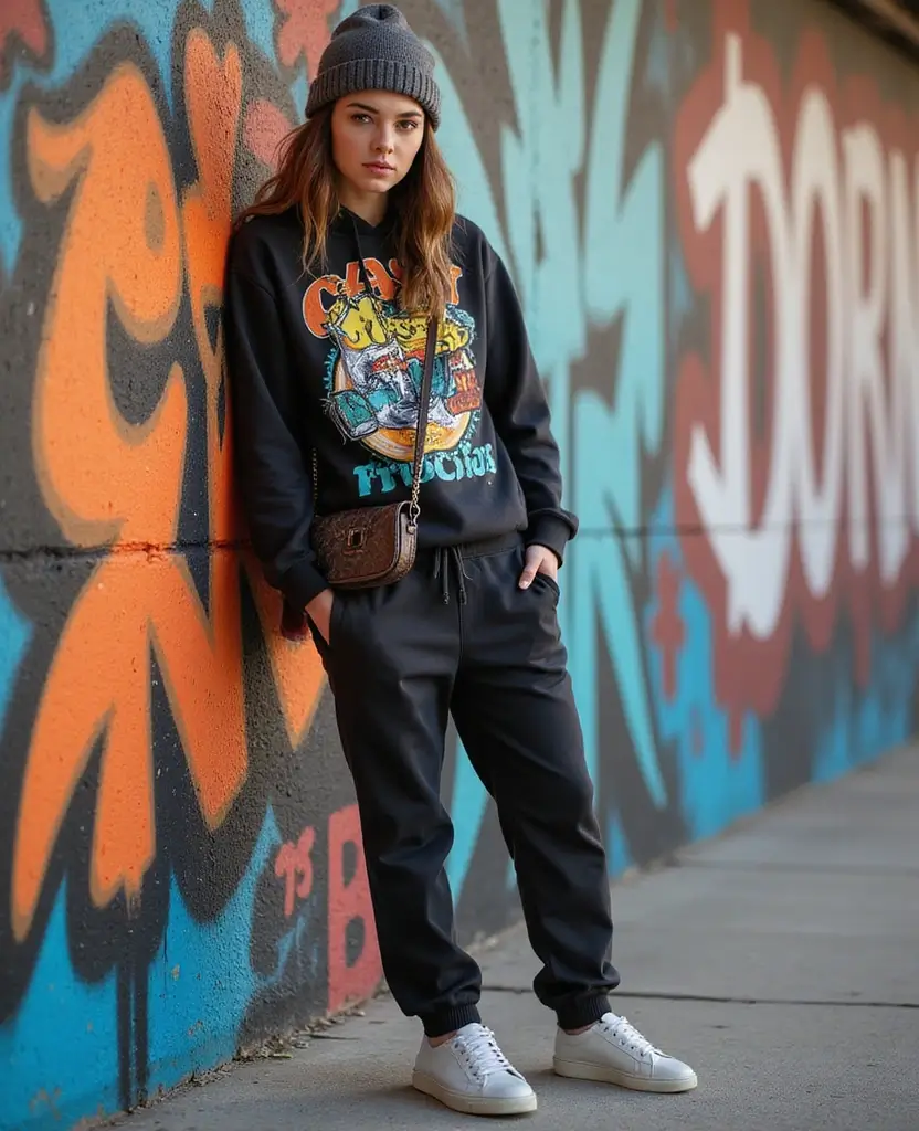 22 School Outfit Ideas for Every Dress Code - 4. Graphic Hoodie and Joggers