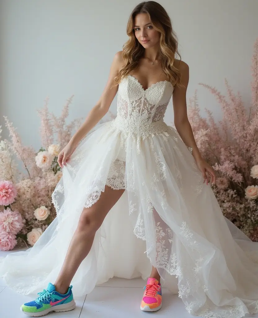 22 Shoes to Wear with Dresses for Every Occasion - 10. Brightly Colored Sneakers