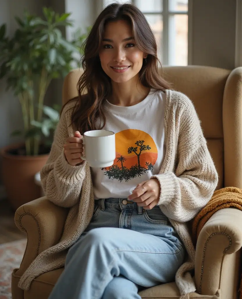 22 Simple Outfit Ideas That Still Turn Heads - 18. Cozy Cardigan and Graphic Tee