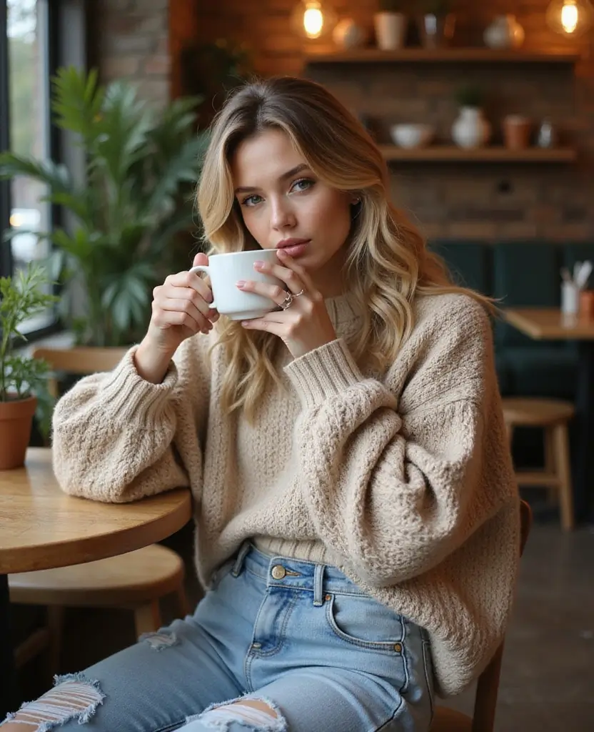 22 Simple Outfit Ideas That Still Turn Heads - 2. Oversized Sweater and Baggy Jeans