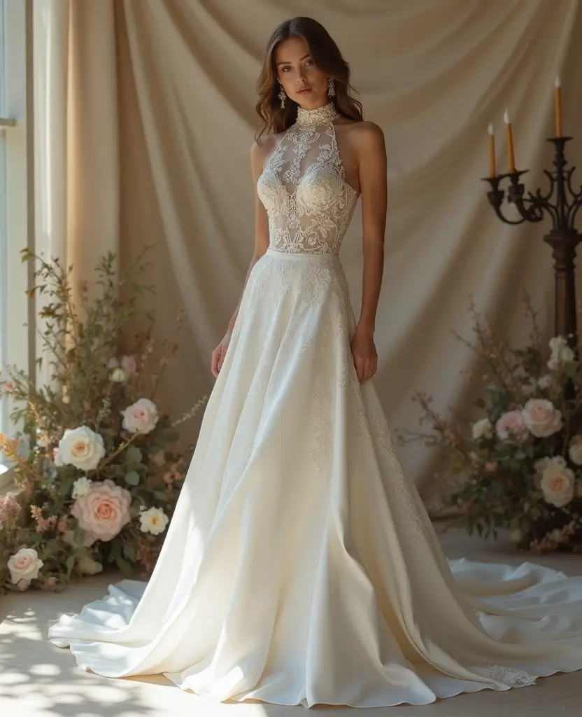 22 Timeless Wedding Dresses That Defy Trends - 6. The Regal High Neck