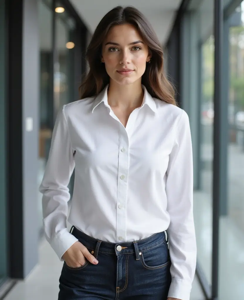 22 Ways to Style Jeans: Fresh Outfit Ideas for Women - 13. Button-Up Shirt and Tailored Jeans