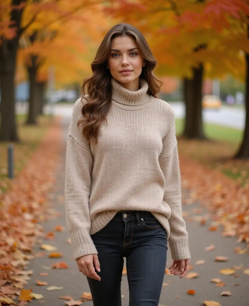22 Ways to Style Jeans: Fresh Outfit Ideas for Women - 5. Layered Sweater and Skinny Jeans