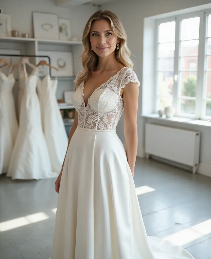 22 Wedding Dresses for Curvy Brides That Wow - 16. Elegant Cap Sleeves
