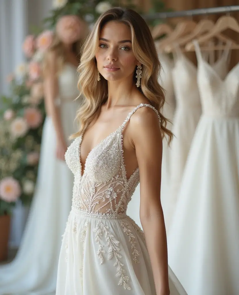22 Wedding Dresses for Curvy Brides That Wow - 19. Beautifully Beaded Gowns
