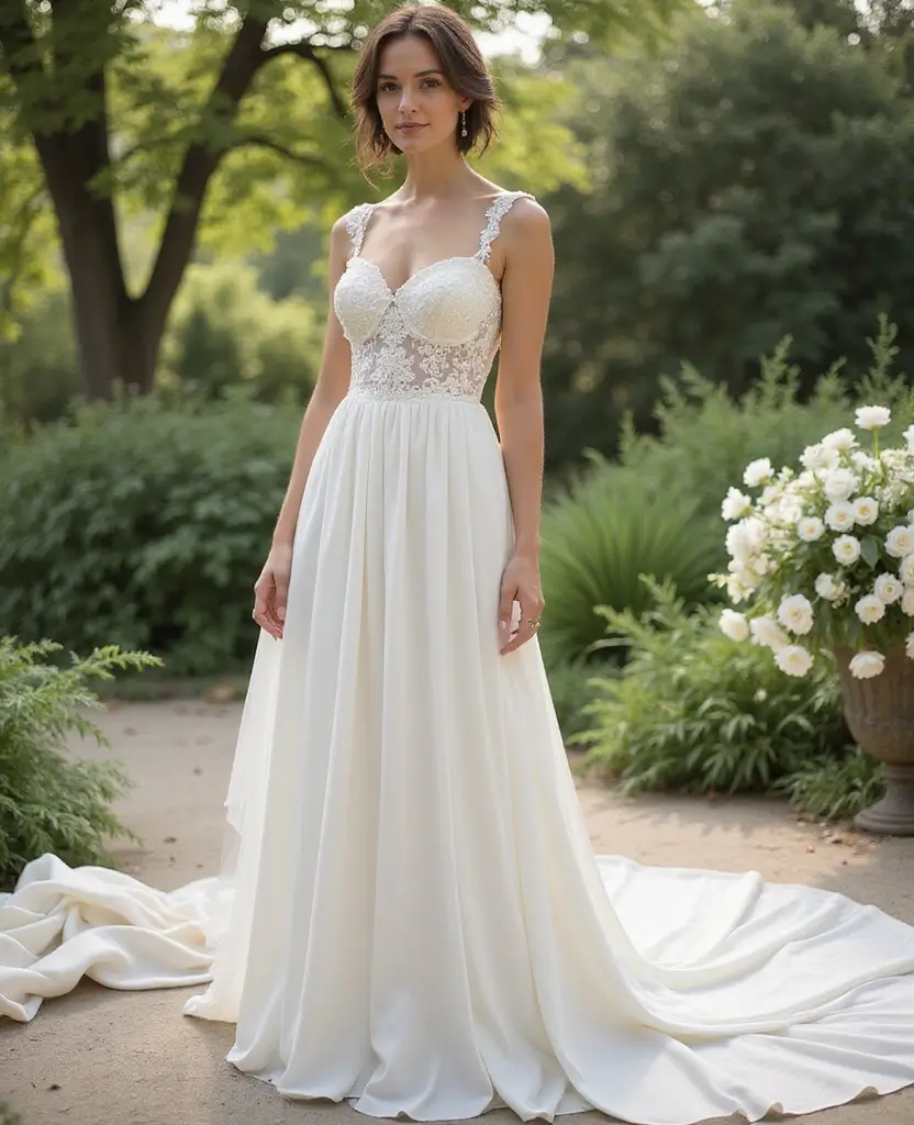 22 Wedding Dresses for Curvy Brides That Wow - 4. Flattering Empire Waistlines