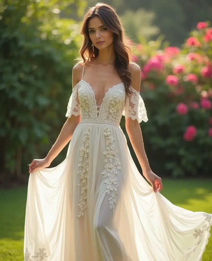 22 Wedding Dresses for Curvy Brides That Wow - 7. Effortless Maxi Dresses
