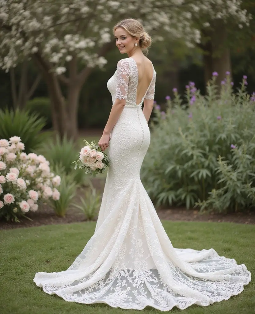 22 Wedding Dresses for Short Brides That Elongate Your Figure - 1. Classic Lace Mermaid