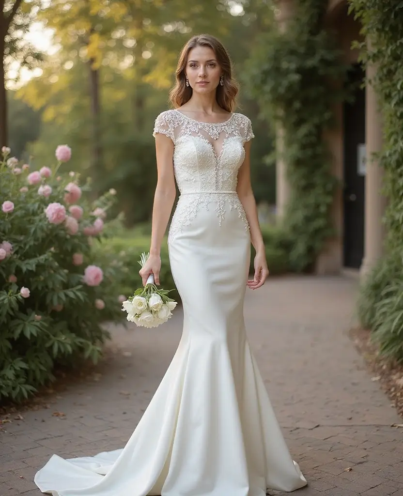 22 Wedding Dresses for Short Brides That Elongate Your Figure - 14. Elegant Cap Sleeves