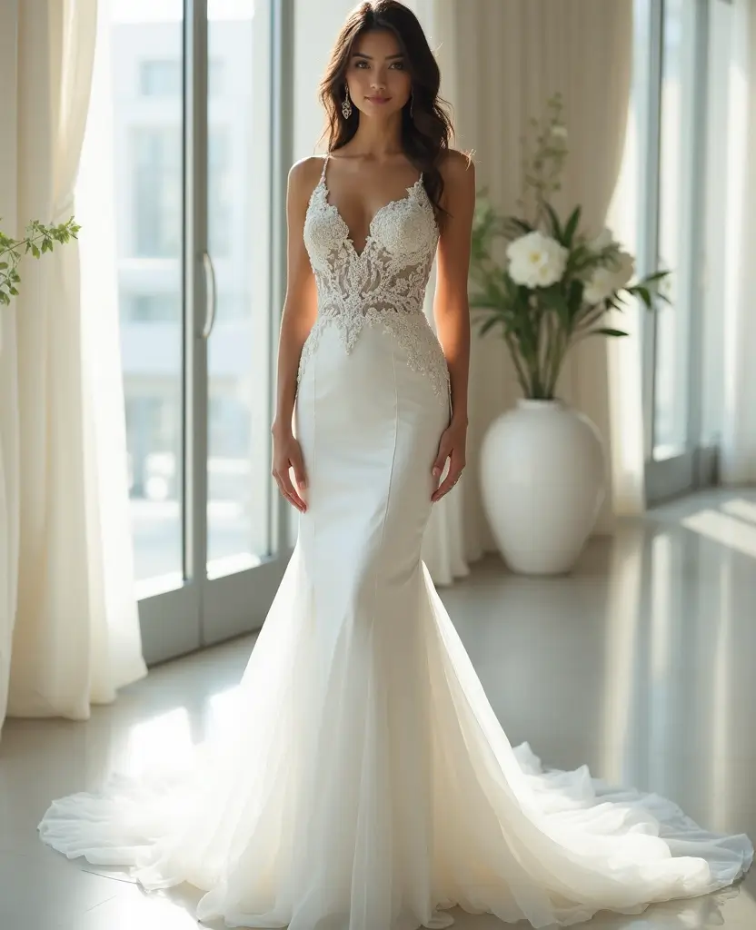 22 Wedding Dresses for Short Brides That Elongate Your Figure - 15. Sheer Panels for a Modern Touch