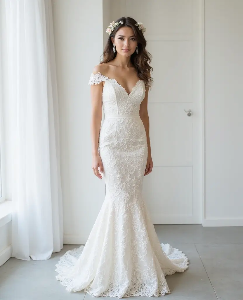 22 Wedding Dresses for Short Brides That Elongate Your Figure - 21. Geometric Patterns