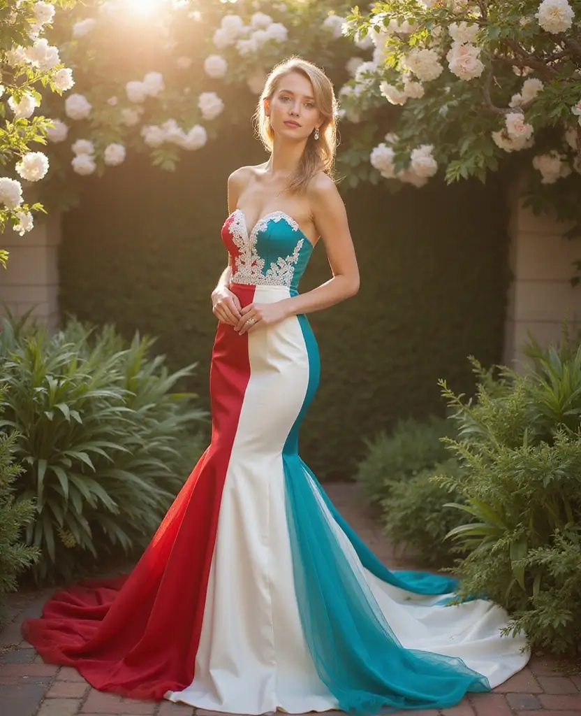22 Wedding Dresses for Short Brides That Elongate Your Figure - 22. Color Blocking for a Unique Flair