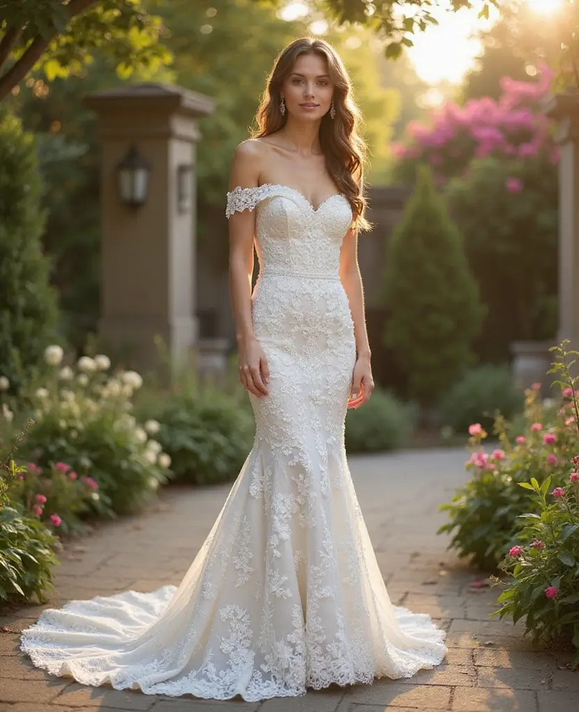 22 Wedding Dresses for Short Brides That Elongate Your Figure - 3. Off-the-Shoulder Charm