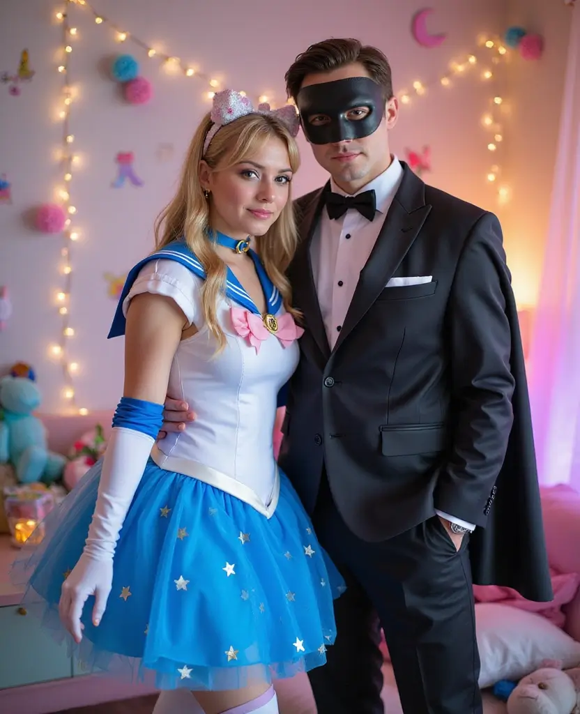 23 At-Home Couples Halloween Costume Ideas for a Cozy Night - 2. Sailor Moon and Tuxedo Mask