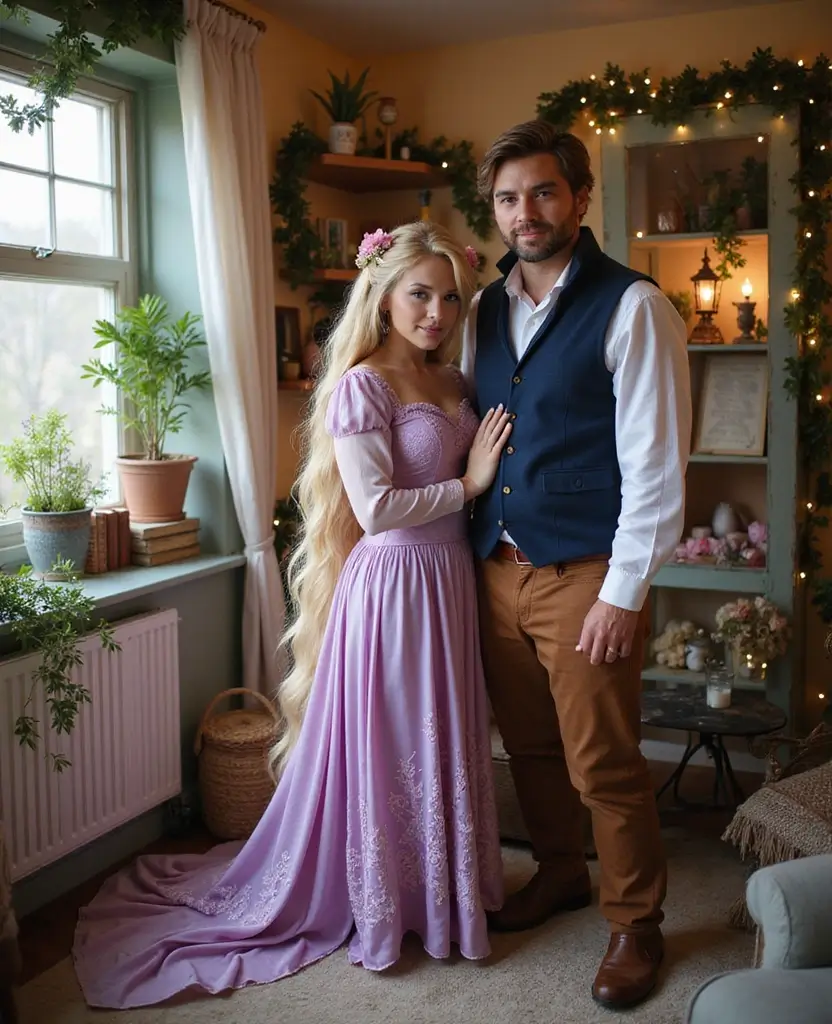 23 At-Home Couples Halloween Costume Ideas for a Cozy Night - 22. Rapunzel and Flynn Rider