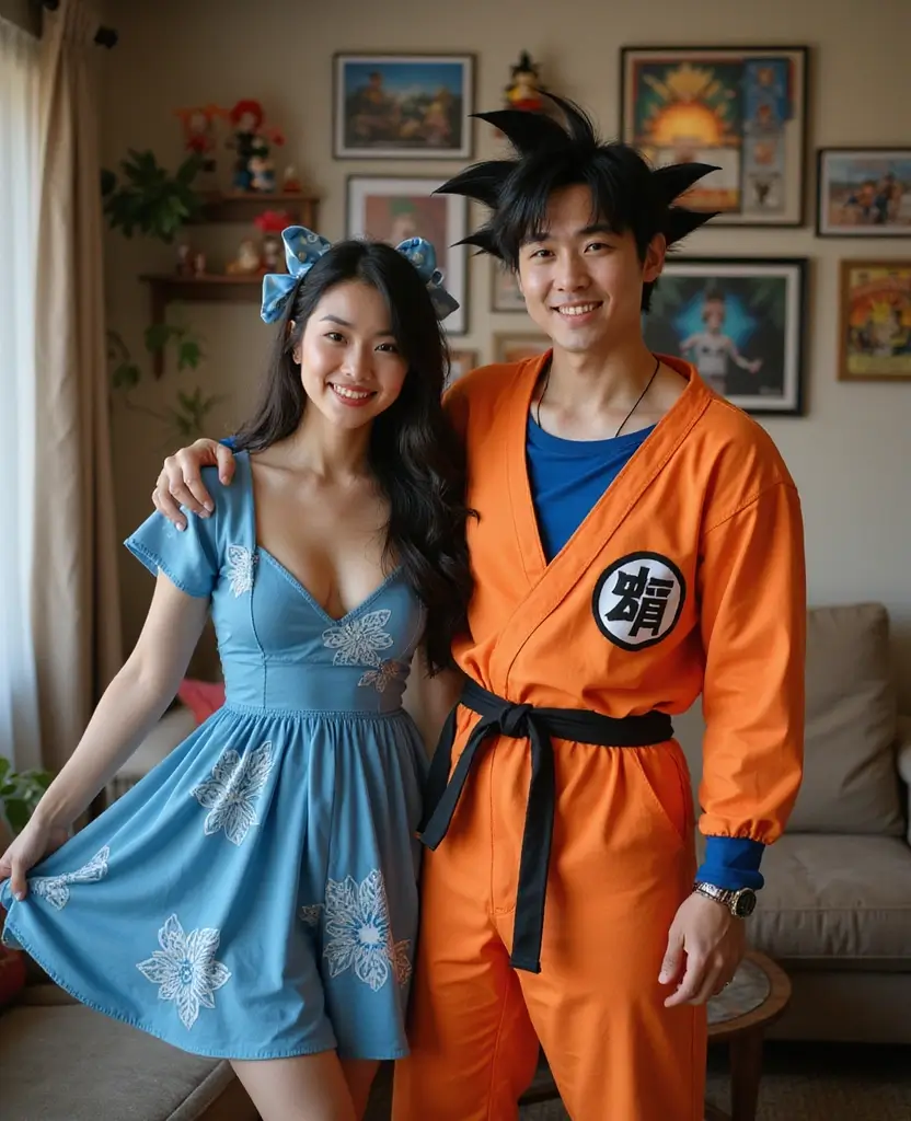 23 At-Home Couples Halloween Costume Ideas for a Cozy Night - 4. Goku and Chi-Chi