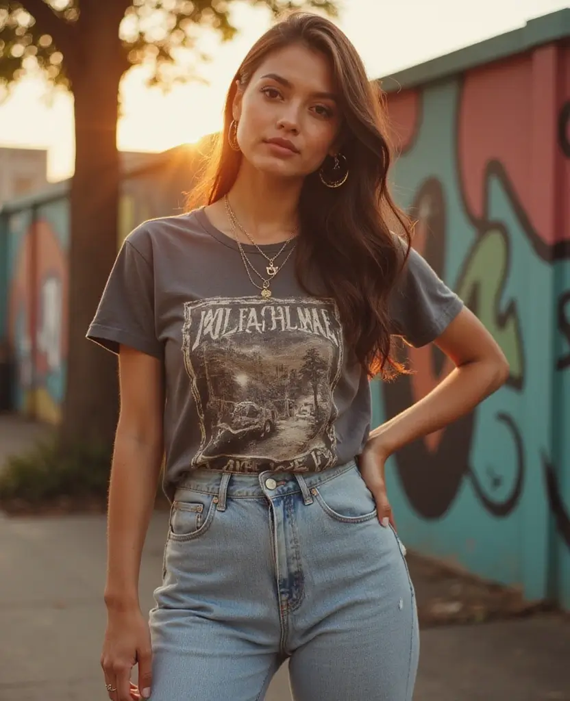 23 Baddie Outfit Ideas for Confident Women - 11. Vintage Vibes with High-Waisted Jeans