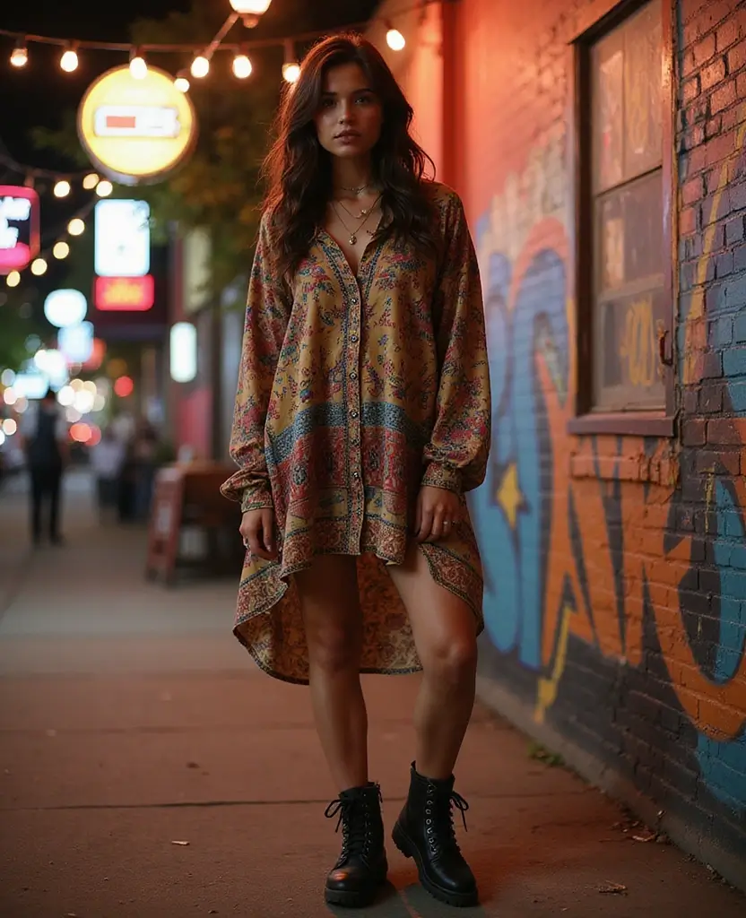 23 Baddie Outfit Ideas for Confident Women - 3. Streetwear Dress with Combat Boots