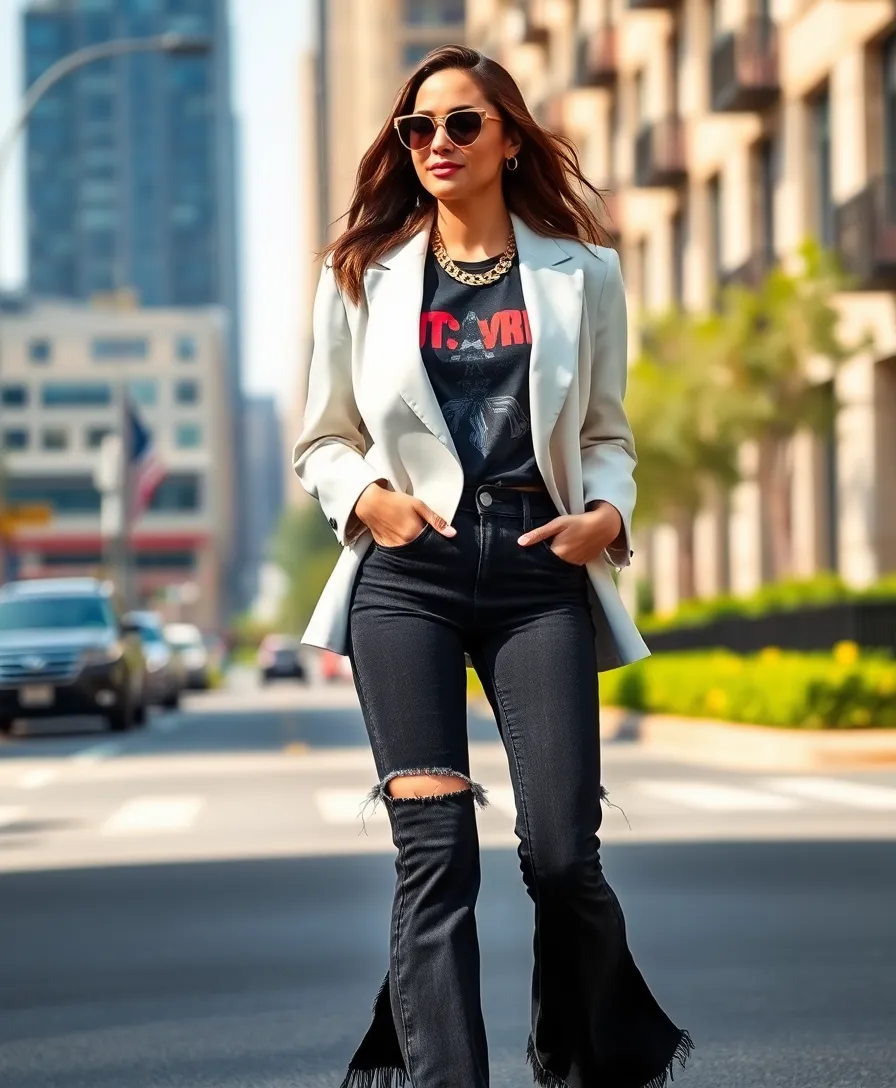 23 Black Jeans Outfit Ideas Women Are Obsessed With - 18. Creative Look with a Unique Cut