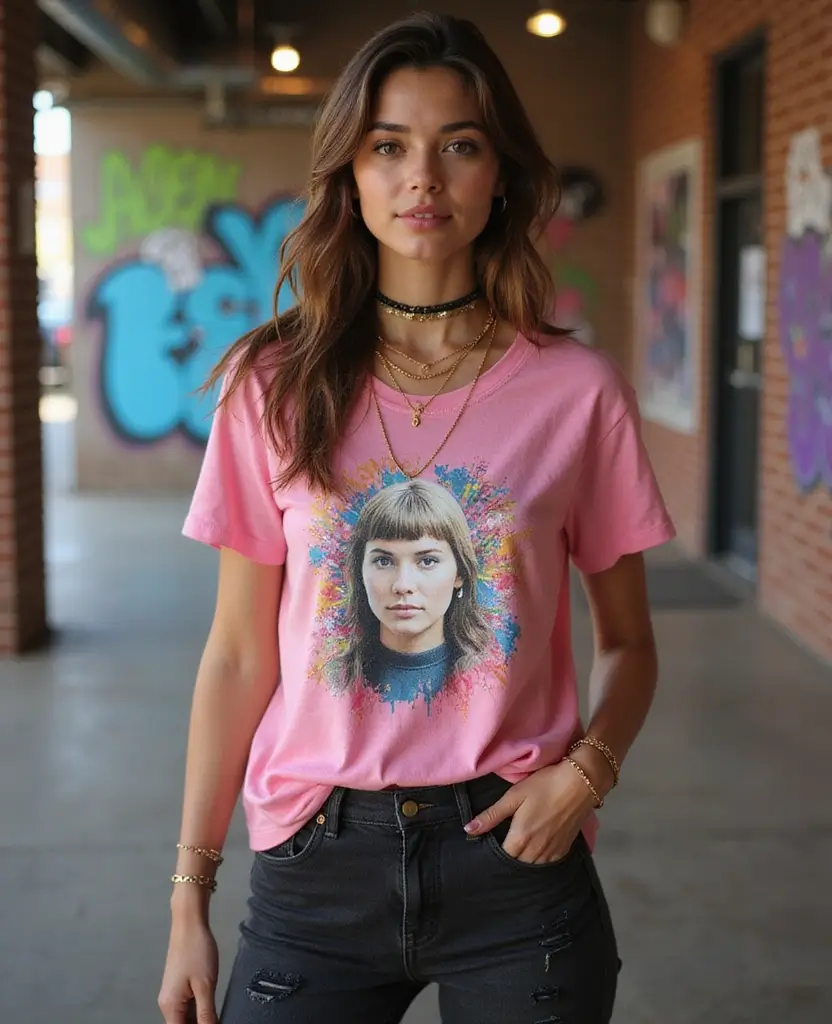 23 Black Outfit Ideas That Are Always in Style - 6. Black Denim with a Pink Graphic Tee