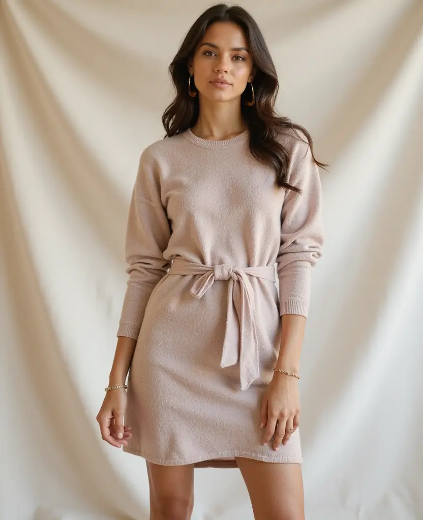 23 Church Outfit Ideas for Modest Elegance - 12. Soft Knit Dress with Belt