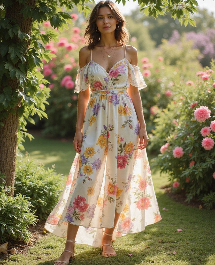 23 Dress Code Outfits for Every Event: Embracing Hippie Style - 1. Flowing Maxi Dress for a Garden Wedding