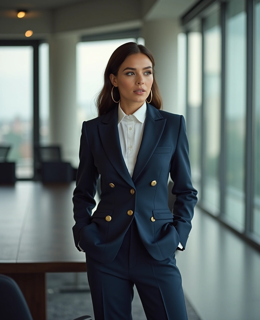 23 Dress Code Outfits for Every Event: Embracing Hippie Style - 16. Vintage Blazer with Wide-Leg Pants for a Business Meeting