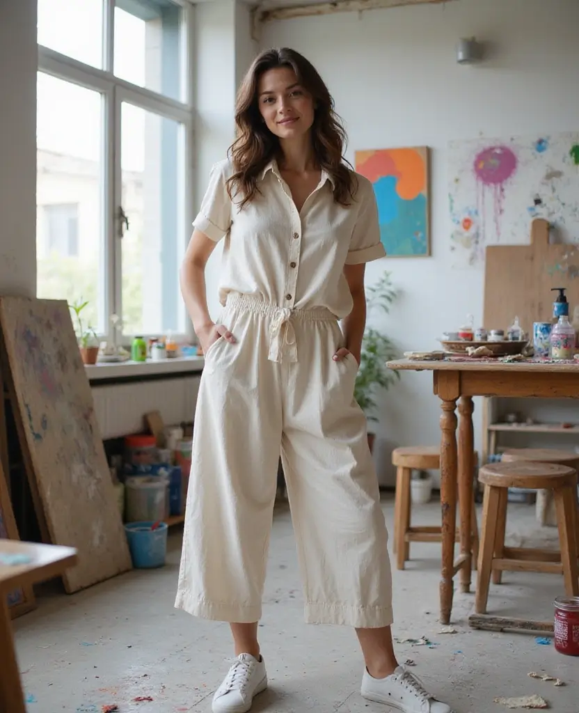 23 Dress Code Outfits for Every Event: Embracing Hippie Style - 19. Breezy Boiler Suit for a Creative Workshop