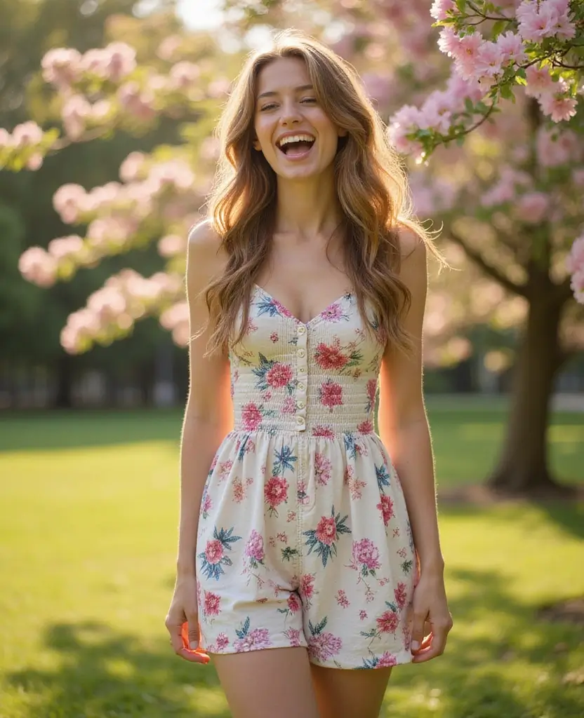 23 Dress and Sneakers Outfits for a Cool-Girl Vibe - 1. Floral Mini Dress with White Sneakers