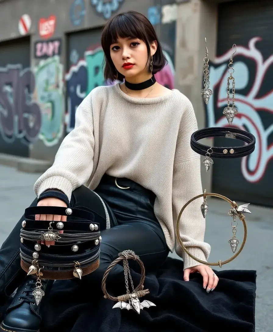 23 Emo Outfit Ideas for Expressive Style - 14. Emo-Inspired Accessory Layers