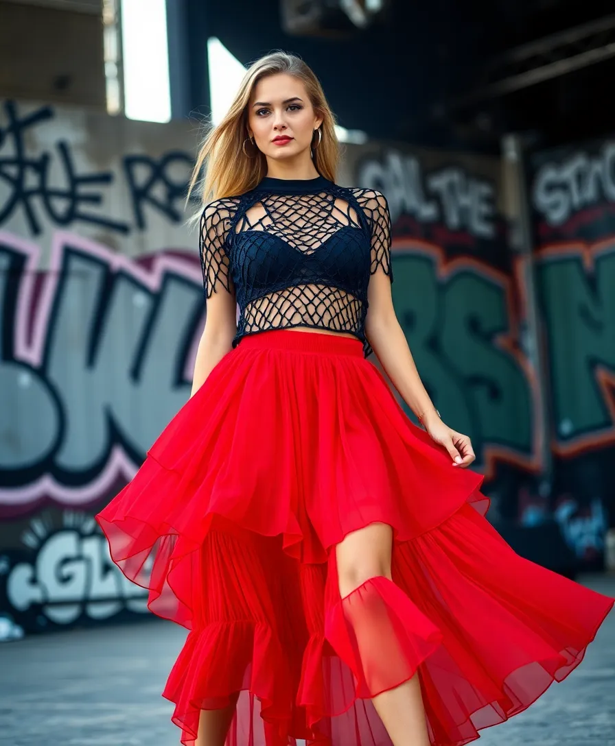 23 Emo Outfit Ideas for Expressive Style - 17. Mesh Top with Layered Skirts