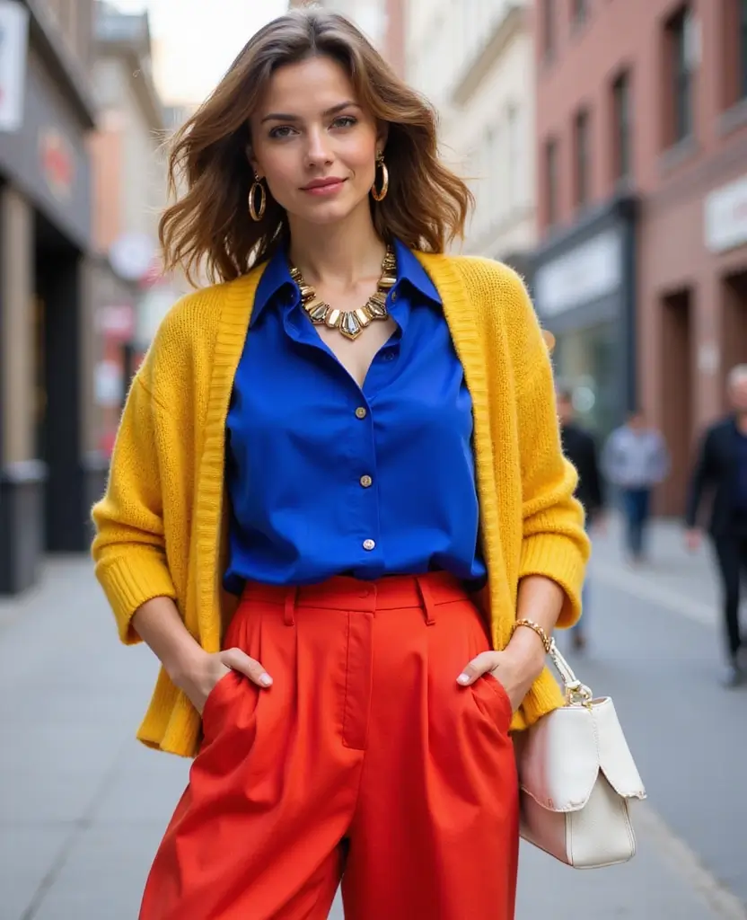 23 OC Outfit Ideas for Creative Characters - 1. Bold Color Blocking