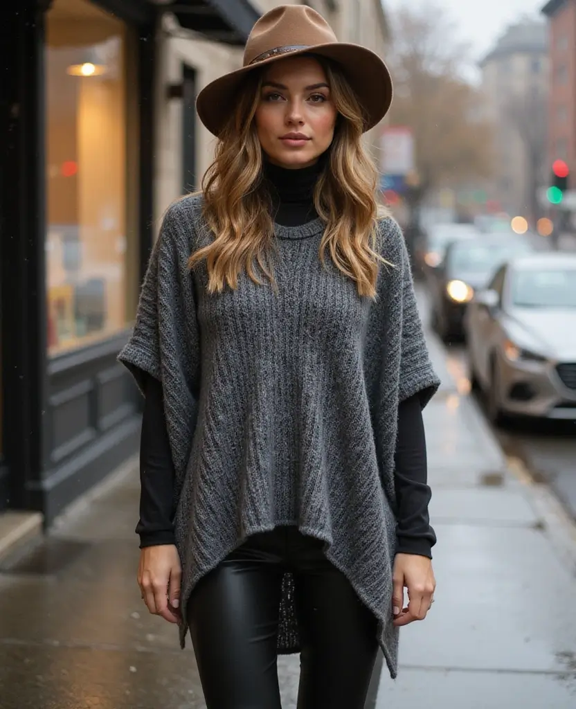 23 Rainy Day Outfit Ideas That Are Actually Practical - 14. Chic Ponchos