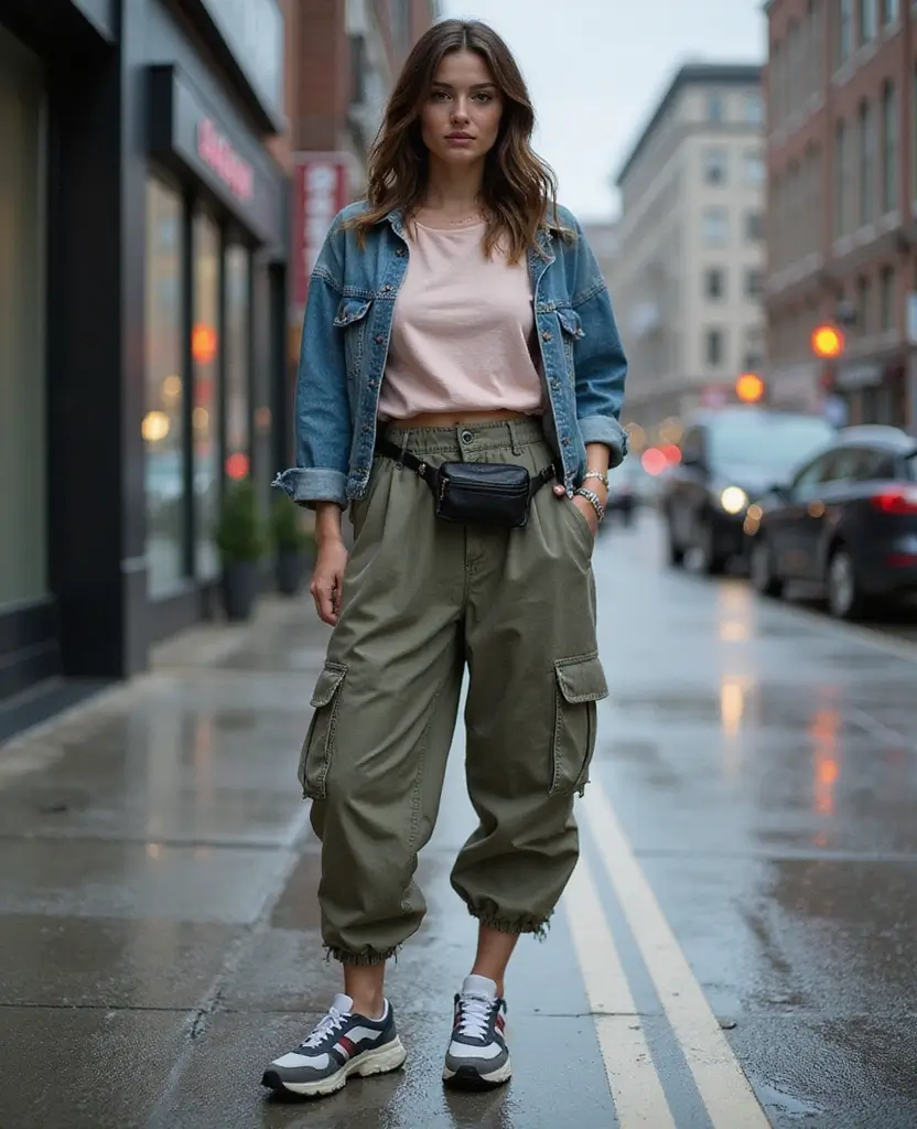 23 Rainy Day Outfit Ideas That Are Actually Practical - 17. Trendy Cargo Pants